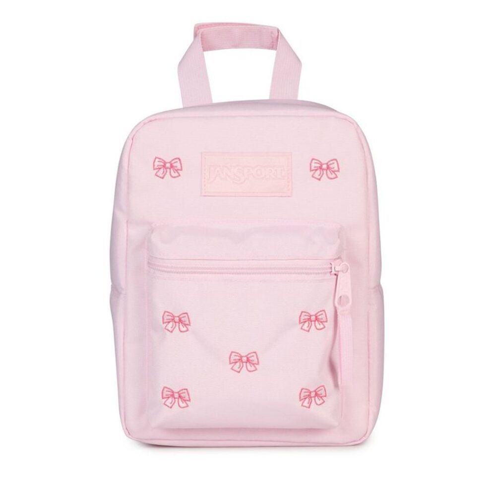 Big Break FX Insulated Dual Compartment Lunch Bag - Embroidered Bow Light Pink